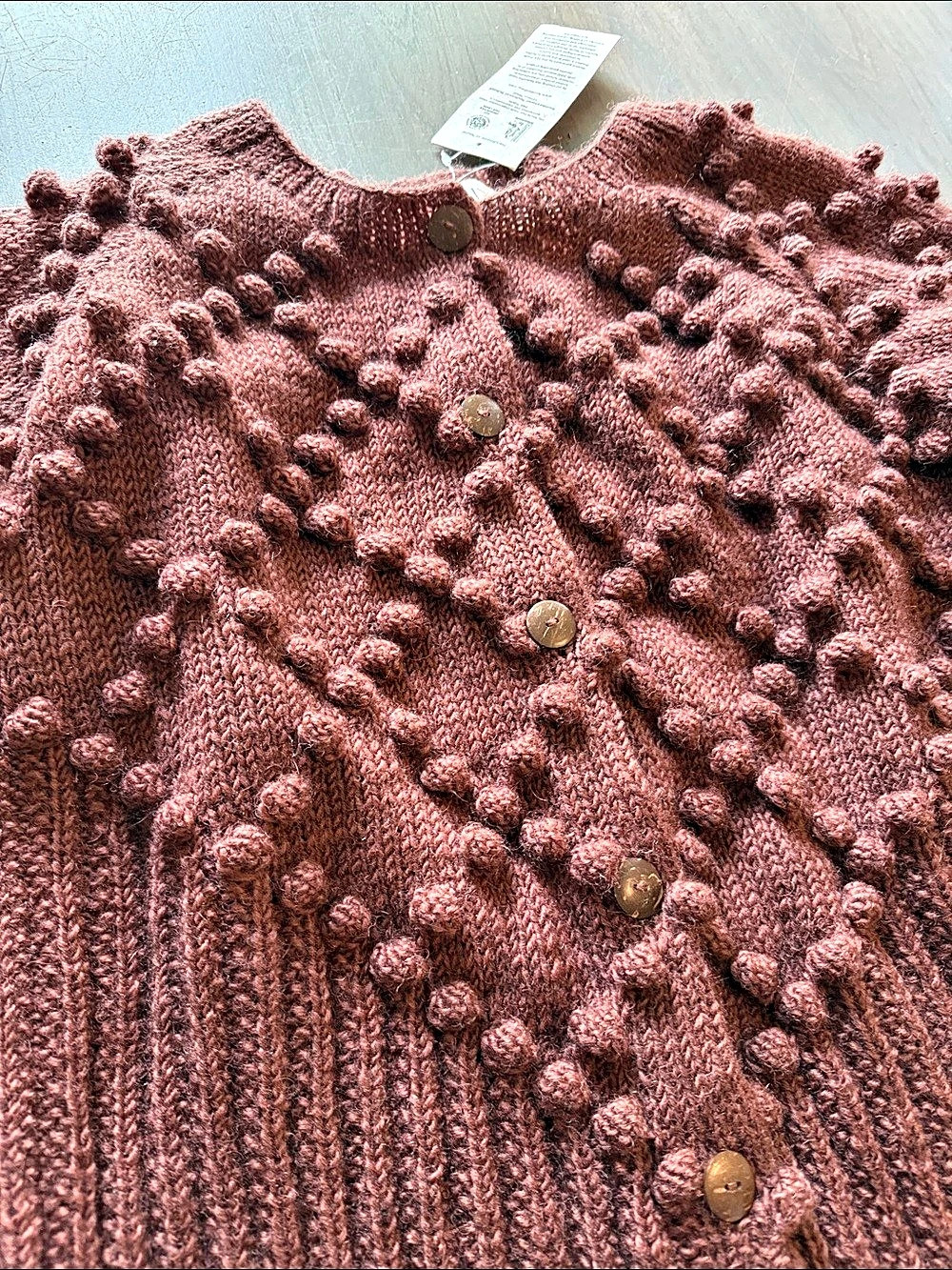 Liz Alig Jill Sweater Bobble Knit Cardigan Brown Large NWT - Picture 4 of 7